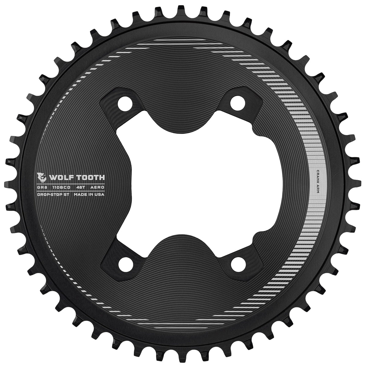 Aero 110 BCD Asymmetric 4-Bolt Chainrings for Shimano GRX 800 Cranks