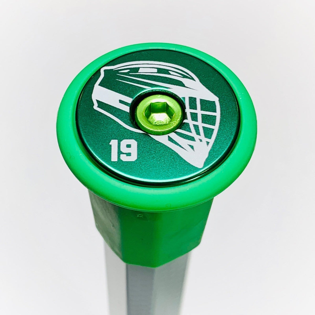 &quot;Helmet w/ Number&quot; Lacrosse End Cap by KustomLax