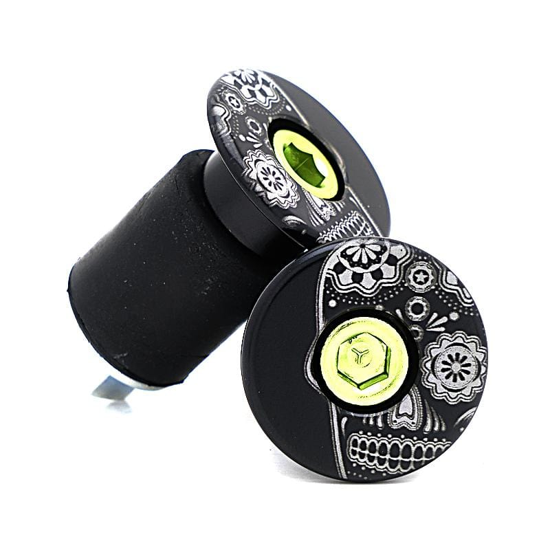 Sugar Skull Bicycle Bar End Plugs